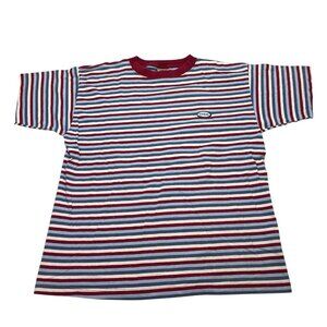 Vintage 90s Y2K GUESS JEANS USA Red Striped T-Shirt Youth Boys XL